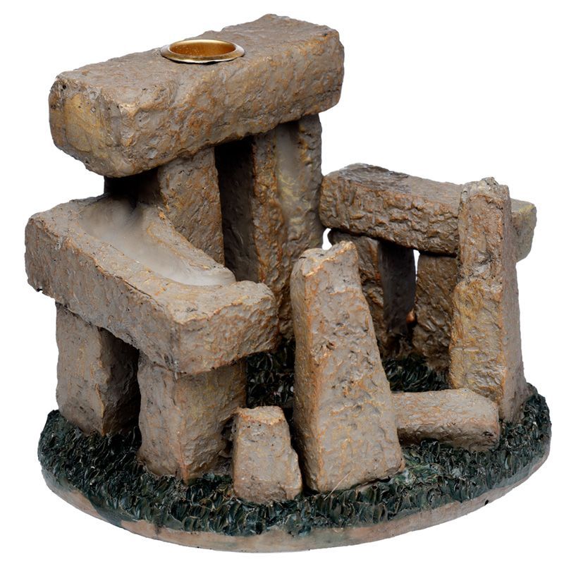Polished Stone Circle Backflow Incense Burner featuring natural patterning and unique variations - Luna Panther