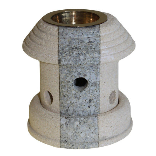 Polished Stone Oil Burner - Combo Lantern featuring natural patterning and unique variations - Luna Panther