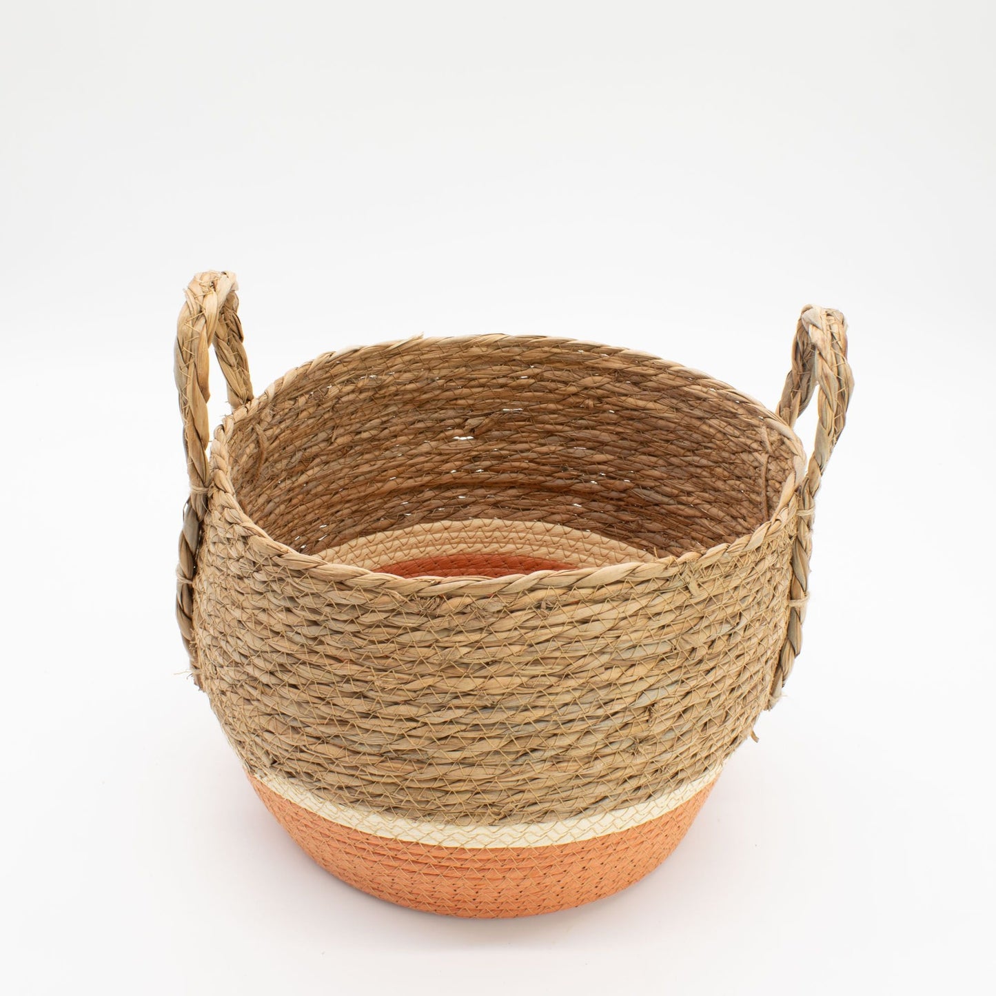 Straw & Seagrass Large Baskets - Natural & Orange - Set of 3 at Luna Panther