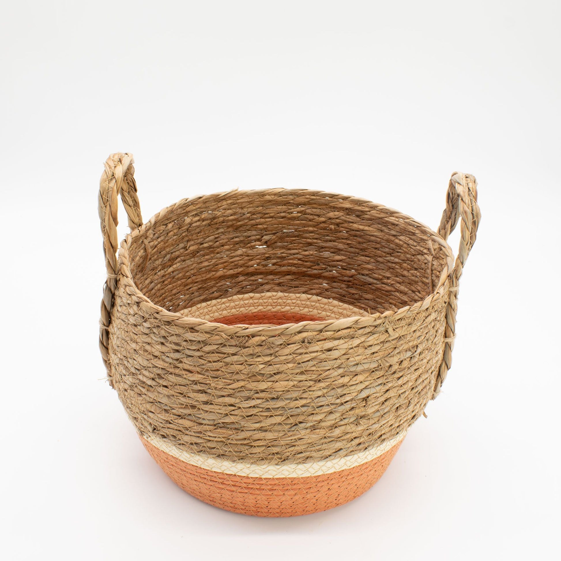 Straw & Seagrass Large Baskets - Natural & Orange - Set of 3 at Luna Panther
