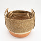 Straw & Seagrass Large Baskets - Natural & Orange - Set of 3 detail view 8 at Luna Panther