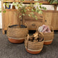 Straw & Seagrass Large Baskets - Natural & Orange - Set of 3 detail view 5 at Luna Panther