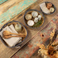 Straw & Seagrass Tray Baskets - Natural Green & Blue - Set of 3 detail view 7 at Luna Panther