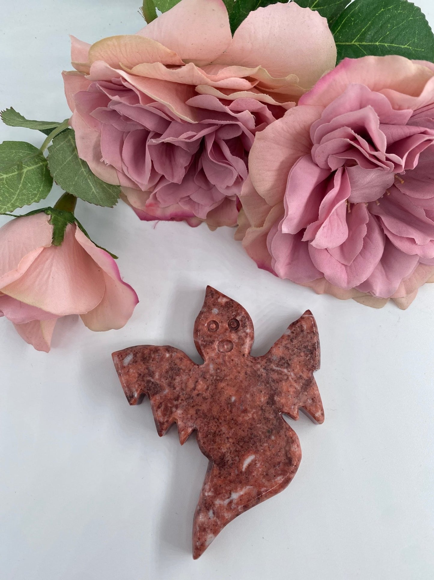 Natural Strawberry Calcite Ghost featuring soft translucent tone and gentle sheen - Luna Panther