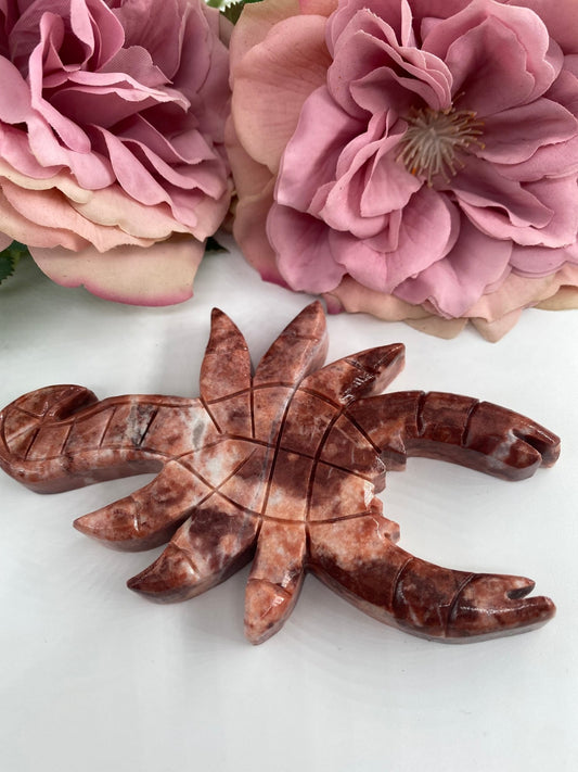 Natural Strawberry Calcite Scorpion featuring soft translucent tone and gentle sheen - Luna Panther
