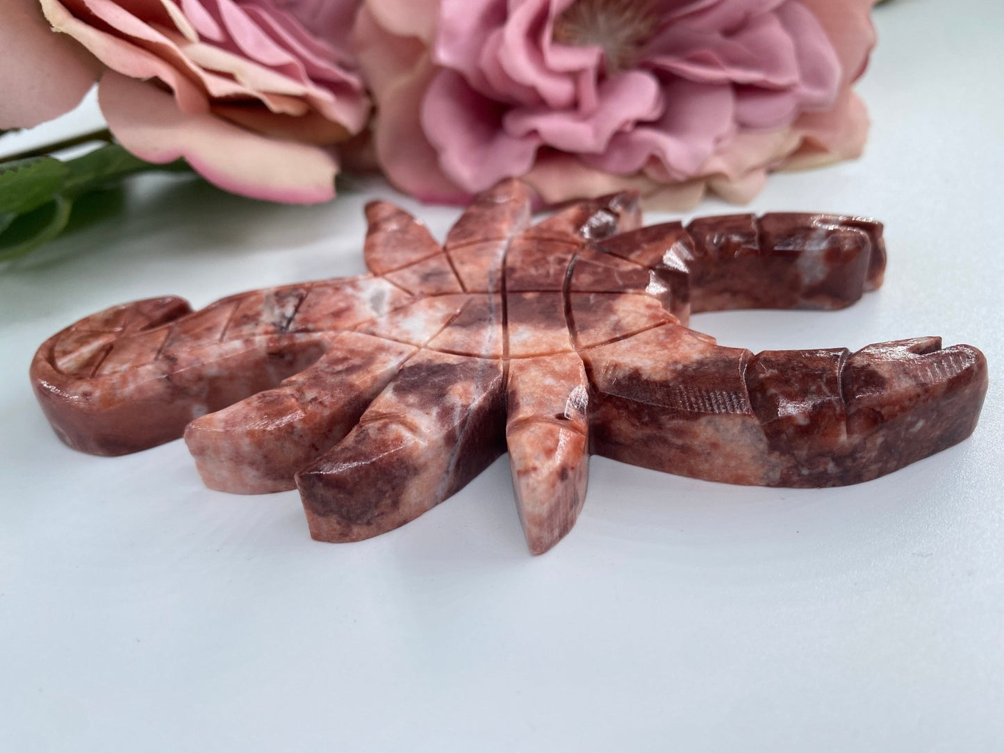 Natural Strawberry Calcite Scorpion featuring soft translucent tone and gentle sheen - Luna Panther