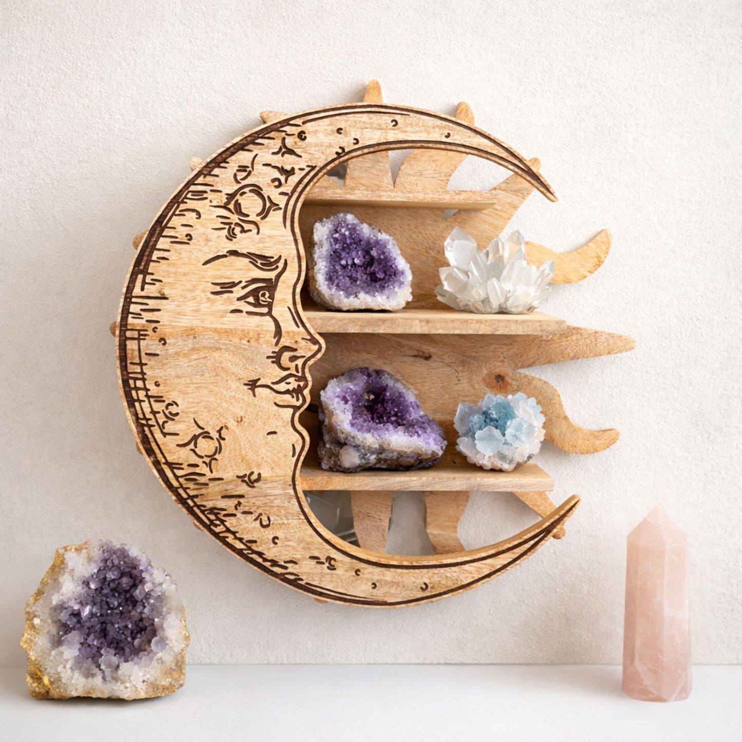 Sunrays & Moon 3 Tier Wall Shelf - Luna Panther