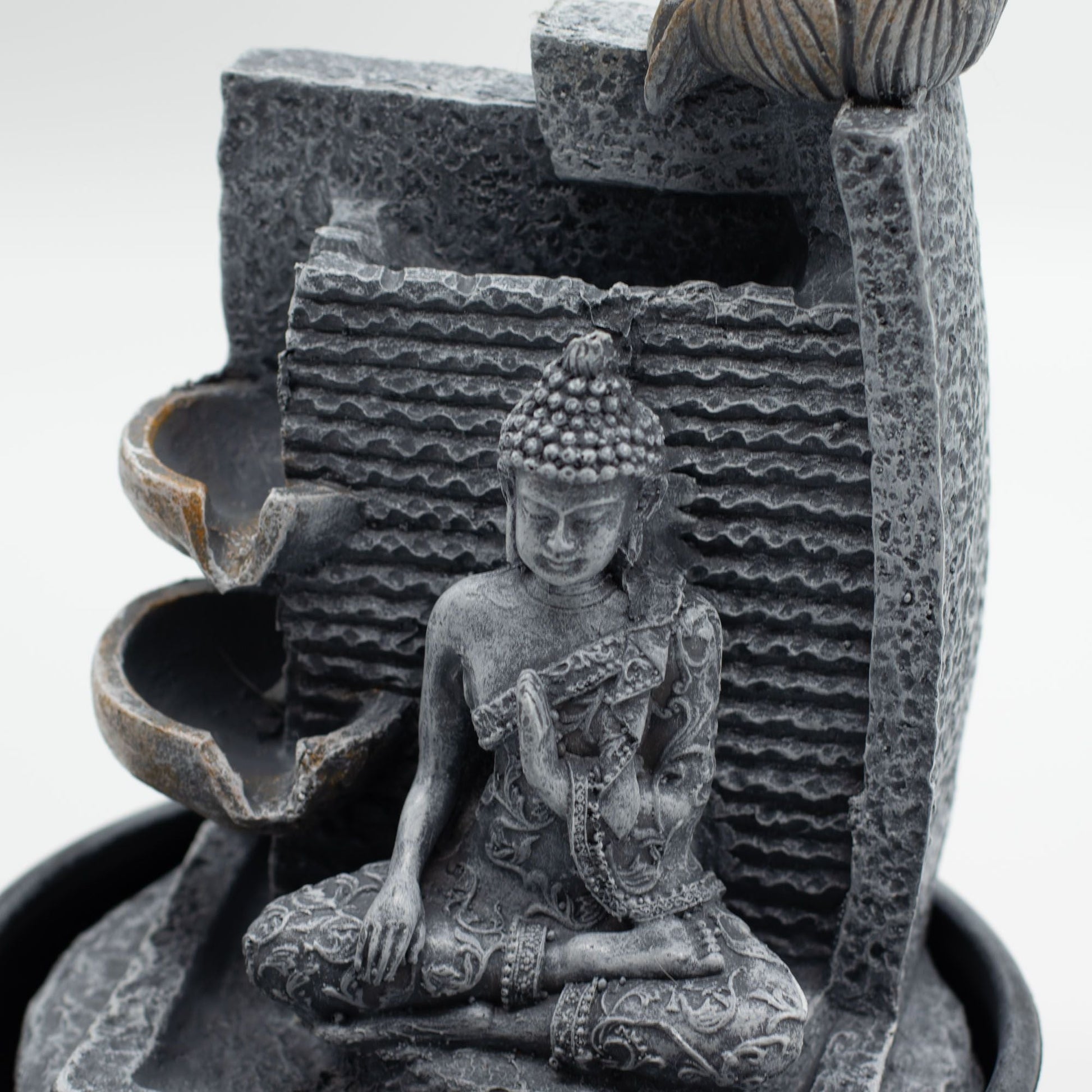 Tabletop Water Feature Buddha, Lotus Flower Cascading Potsx - Luna Panther