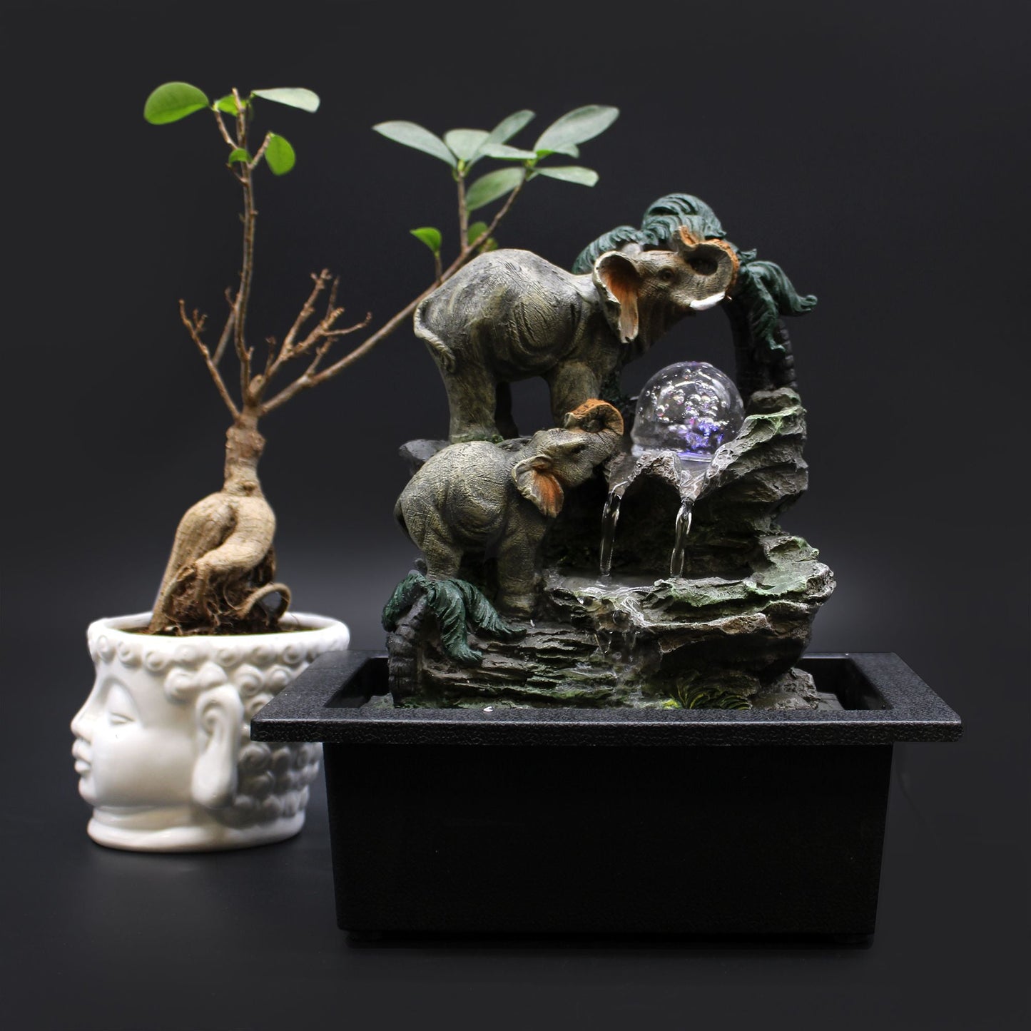Tabletop Water Feature Elephant Family - Luna Panther
