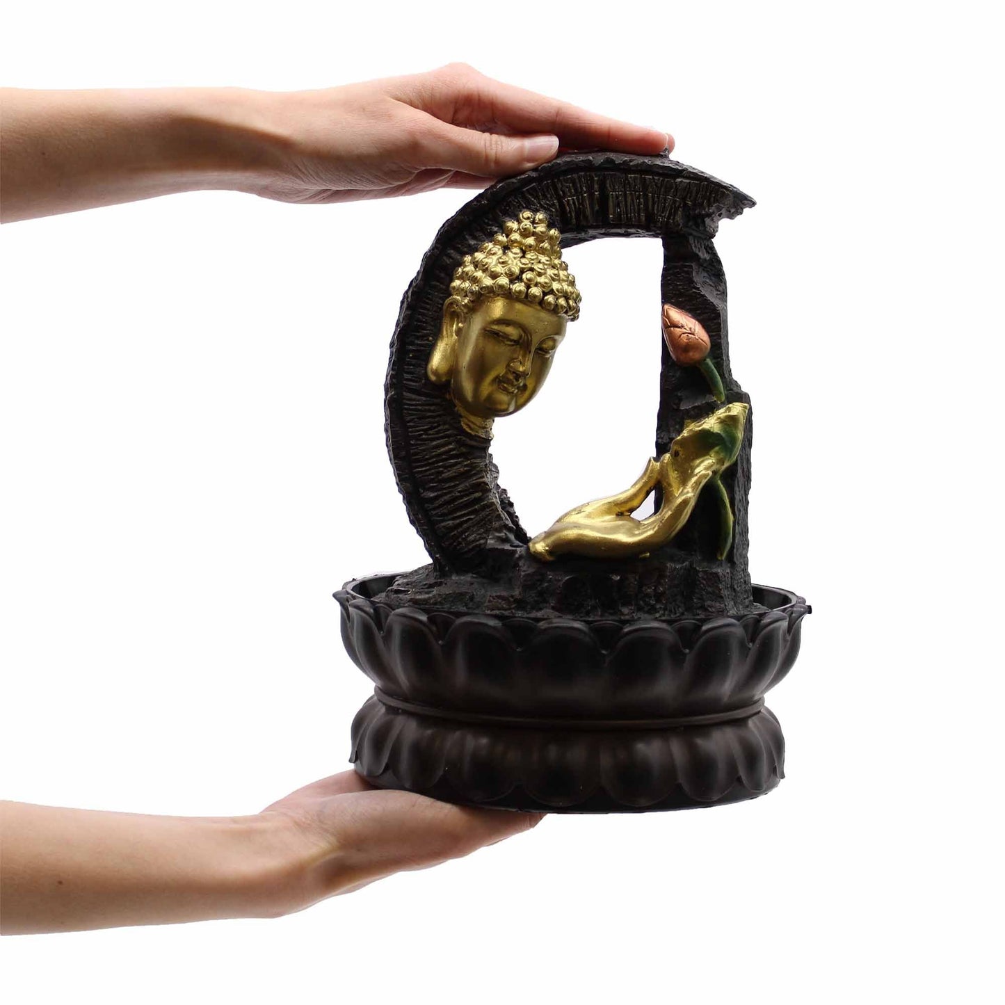 Tabletop Water Feature Golden Buddha & Lotus - Luna Panther
