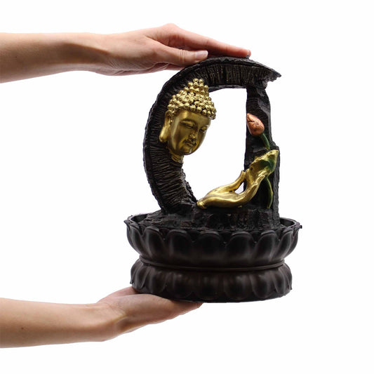 Tabletop Water Feature Golden Buddha & Lotus - Luna Panther