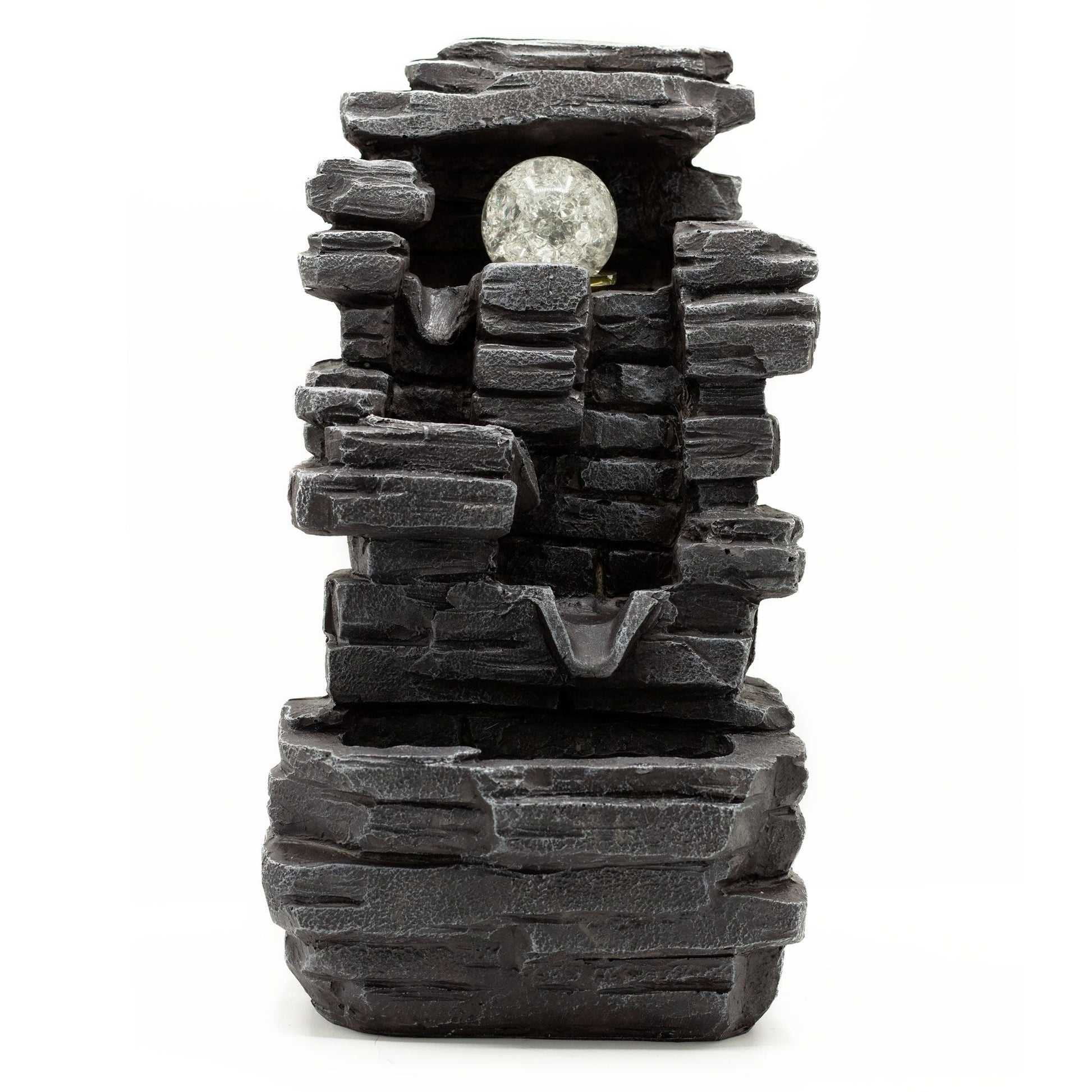Tabletop Water Feature Slab Rocks Formation & Crystal Ball - Luna Panther
