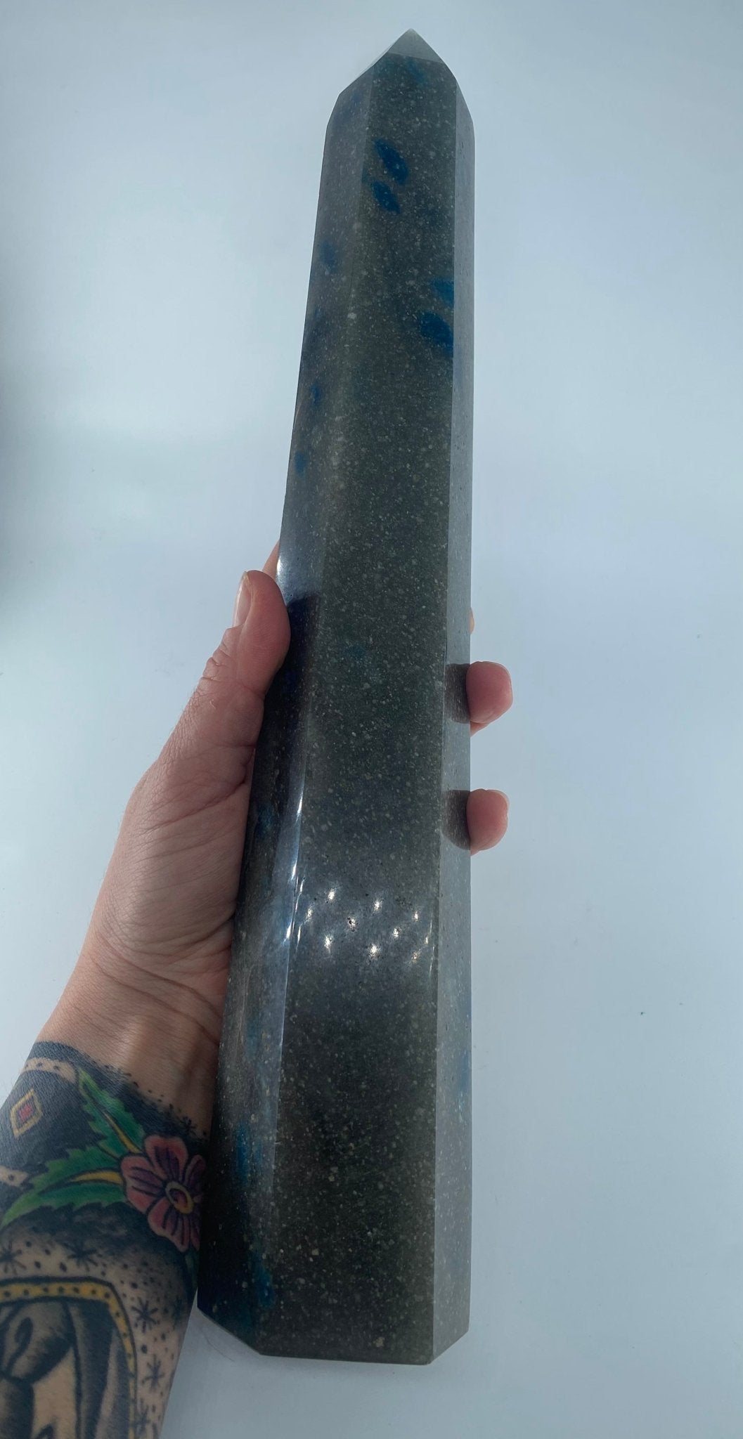 Polished Tall Blue Spotted Spinel Tower 1652grams featuring natural patterning and unique variations - Luna Panther