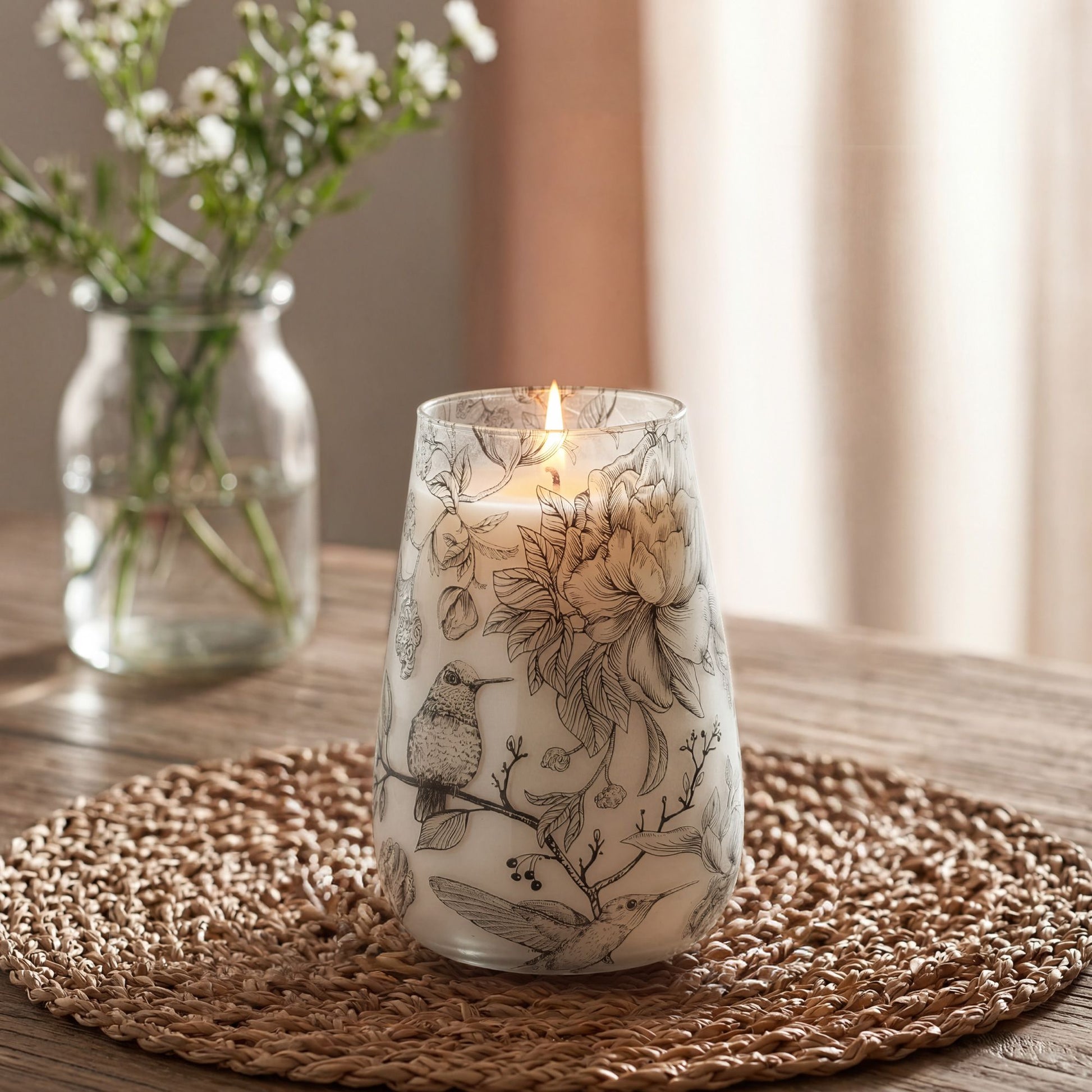 Tall Glass Jar Candles - Drawn by Flame - Luna Panther