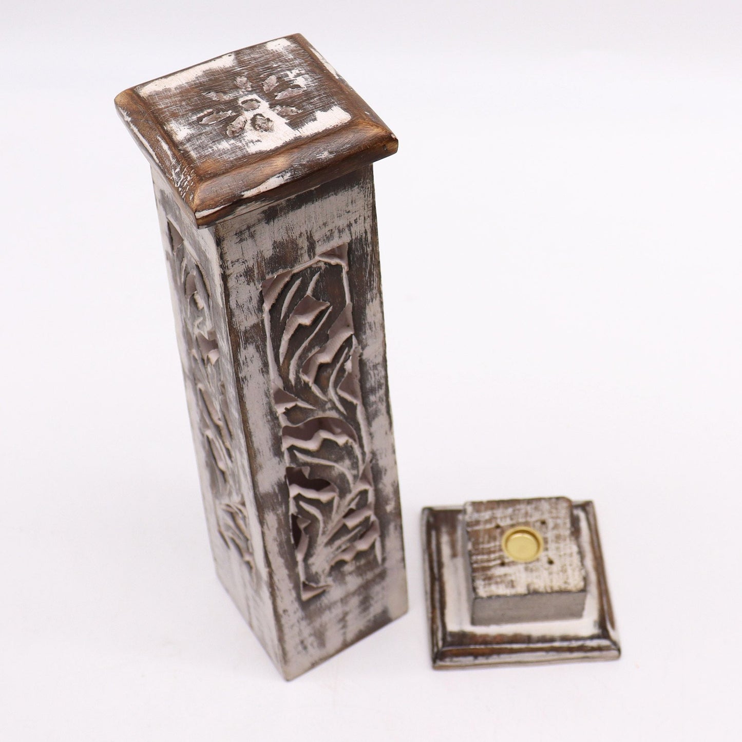 Tapered Incense Tower Washed Design 2 - Mango Wood - Luna Panther