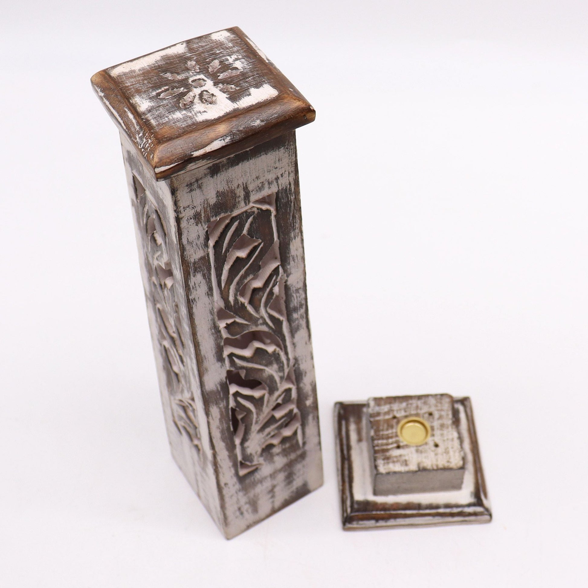 Tapered Incense Tower Washed Design 2 - Mango Wood - Luna Panther