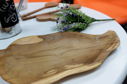 Teak Leaf Shaped Bowl – Approx. 32 cm — product, image 1 of 4.