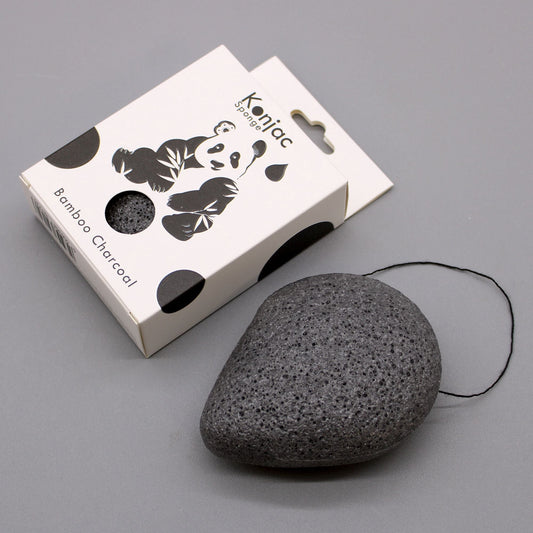 Teardrop Konjac Sponge – Bamboo Charcoal – Antibacterial — product, image 1 of 5.