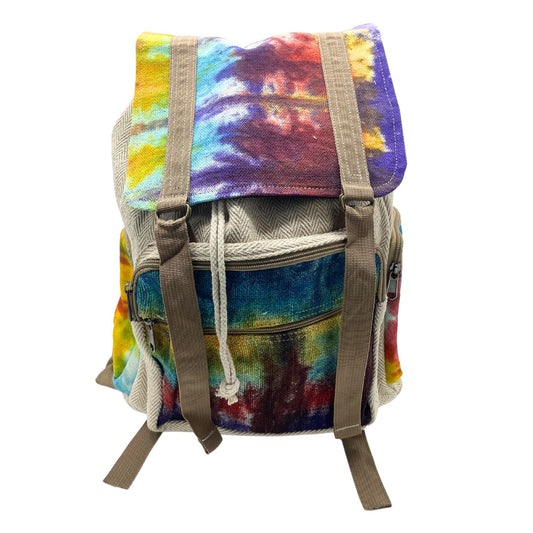 Tie - Dye Hemp Large Square Backpack - Luna Panther