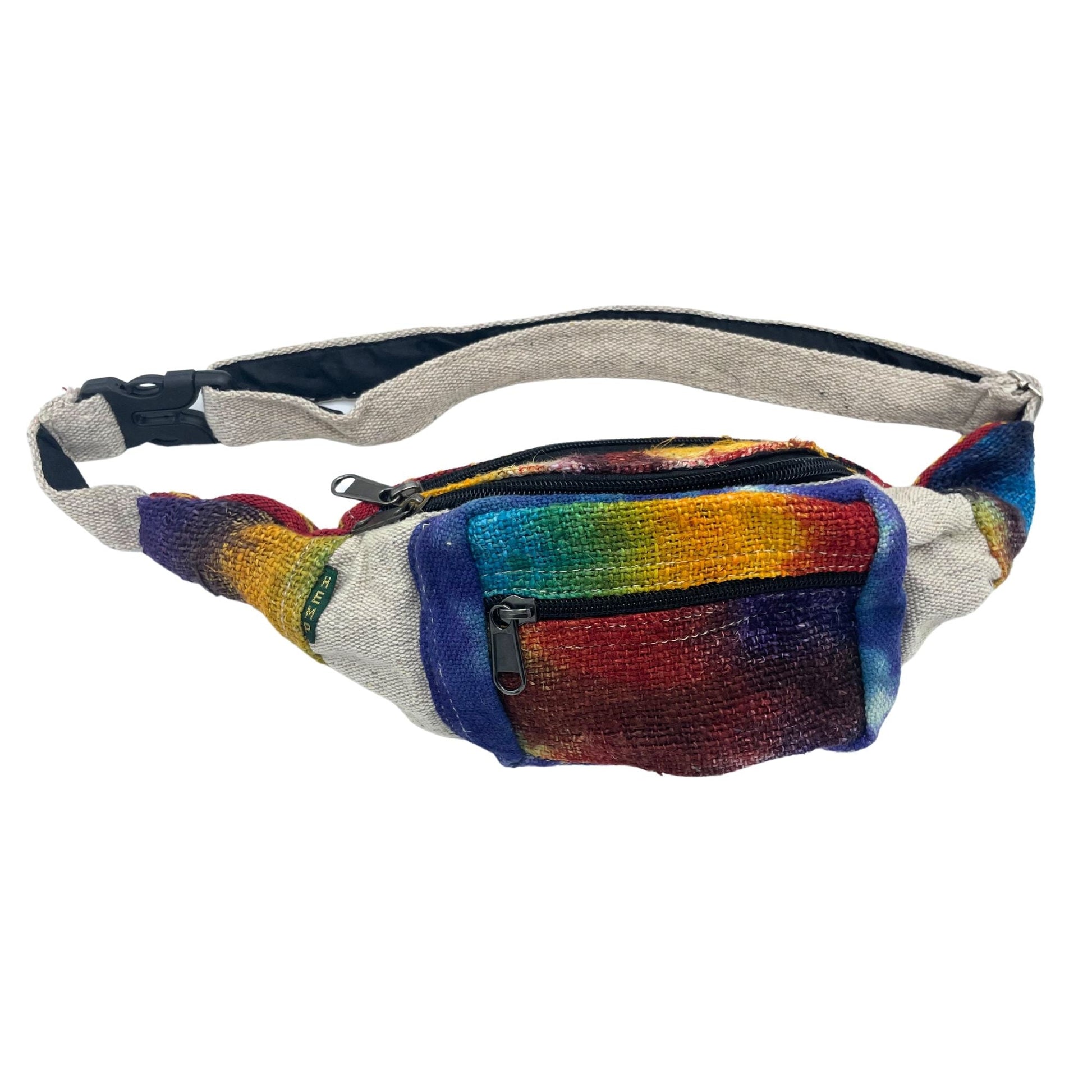 Polished Tiedye Hemp Bum Bag featuring natural patterning and unique variations - Luna Panther