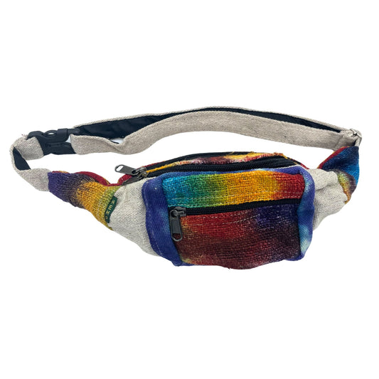 Polished Tiedye Hemp Bum Bag featuring natural patterning and unique variations - Luna Panther