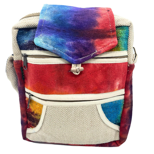 Polished Tiedye Hemp Messegner Bag 2 Zip & Flop featuring natural patterning and unique variations - Luna Panther