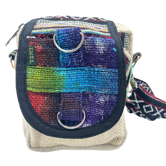 Polished Tiedye Hemp Messenger Bag featuring natural patterning and unique variations - Luna Panther
