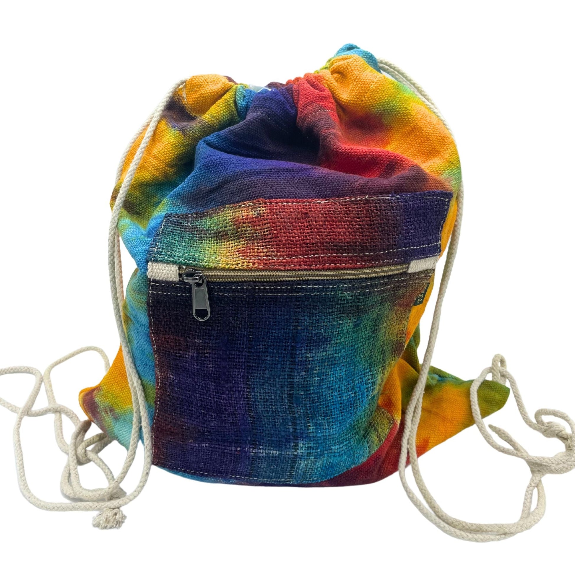 Polished Tiedye Hemp String Bag featuring natural patterning and unique variations - Luna Panther