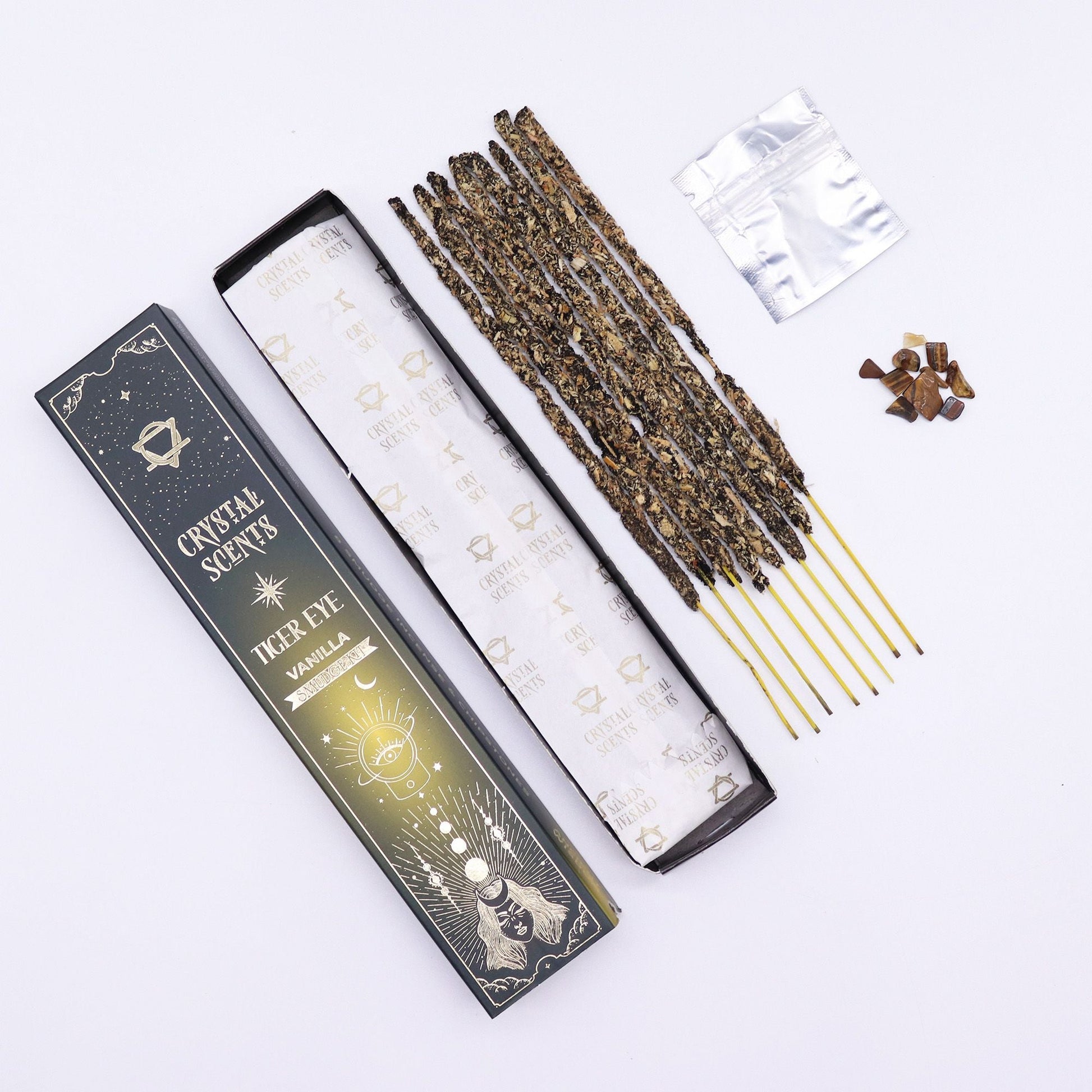 Tiger Eye Crystal Scents Smudge Incense - Vanilla - Luna Panther