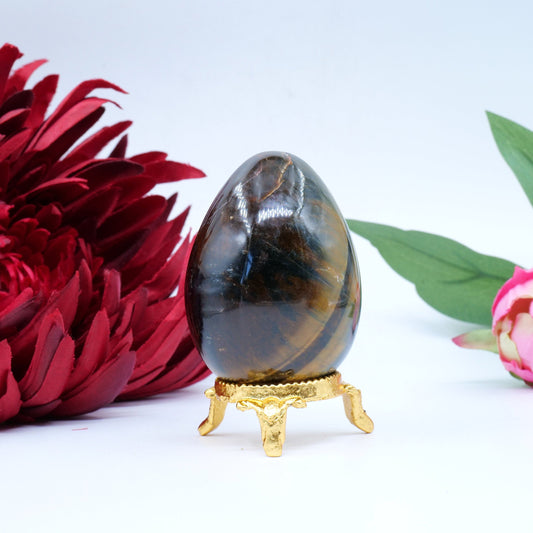 Polished Tiger Eye Egg 151G featuring natural patterning and unique variations - Luna Panther