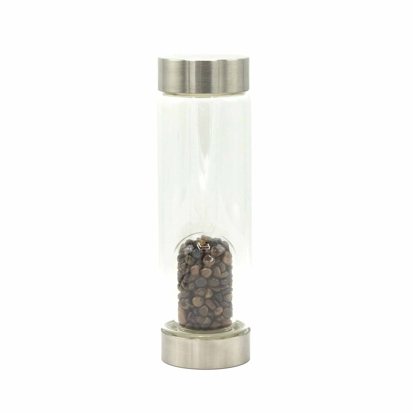 Tiger's Eye Chips Crystal Infused Glass Water Bottle 500ml - Luna Panther