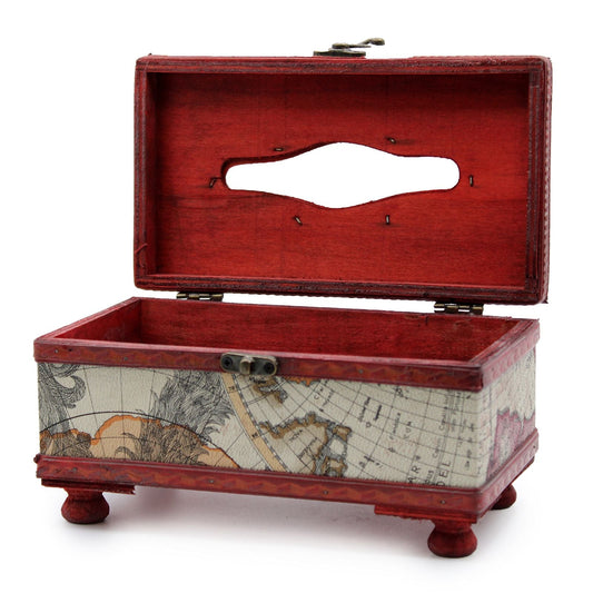 Tissue Box Old Map with Legs - Luna Panther