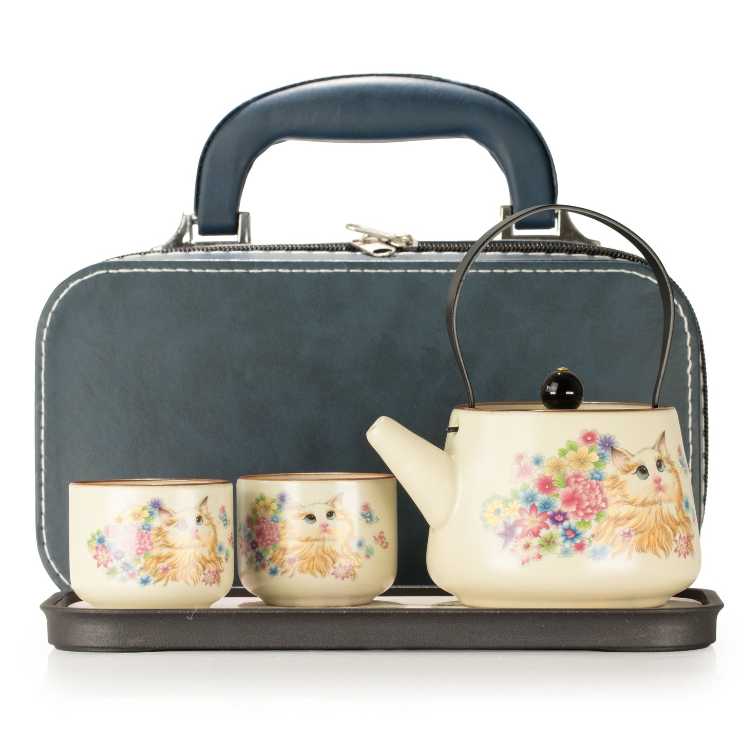 Travel Teapot Set & Two Cups – Cat Lover - Luna Panther