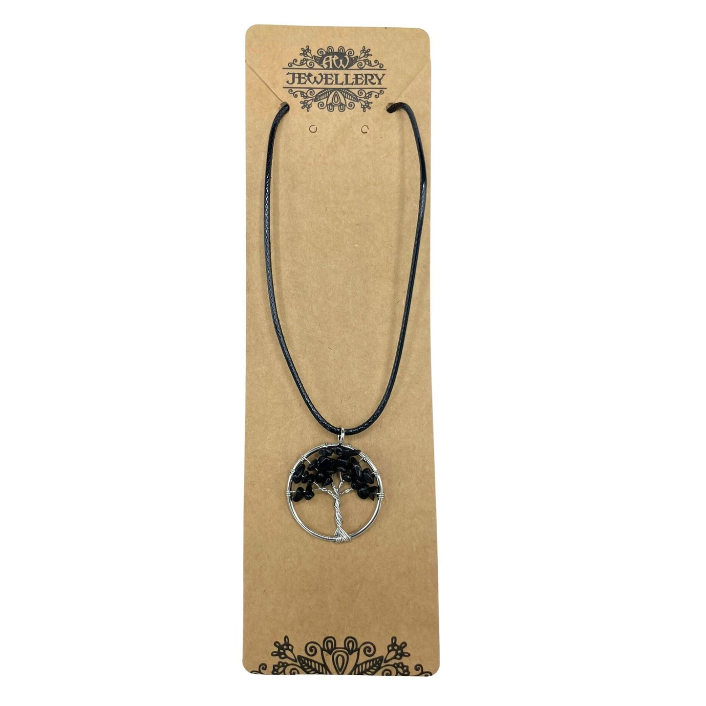 Tree of Life Pendant - Black Agate - Luna Panther