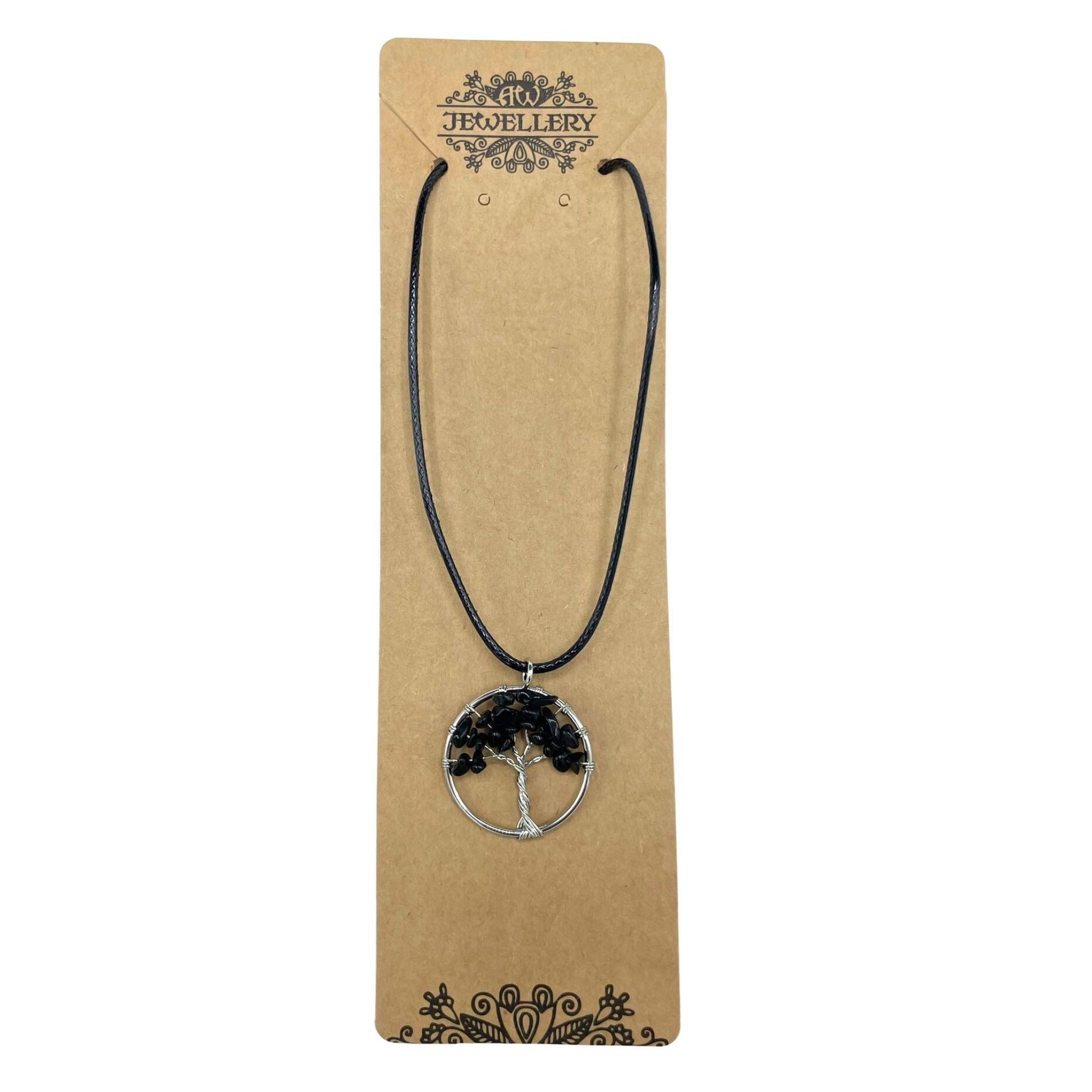 Tree of Life Pendant - Black Agate - Luna Panther