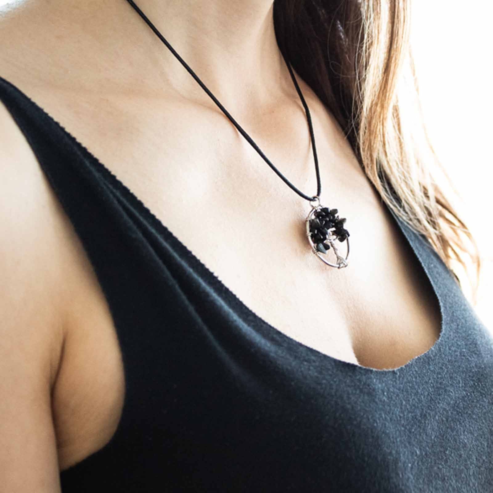 Tree of Life Pendant - Black Agate - Luna Panther
