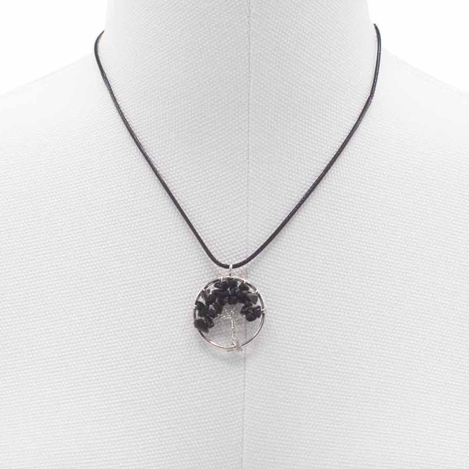 Tree of Life Pendant - Black Agate - Luna Panther