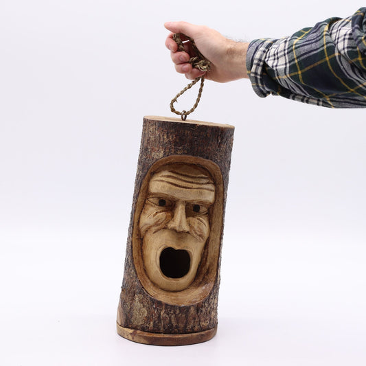 Tree Trunk Face - Bird House - Grumpy Old Man - Luna Panther alternate view