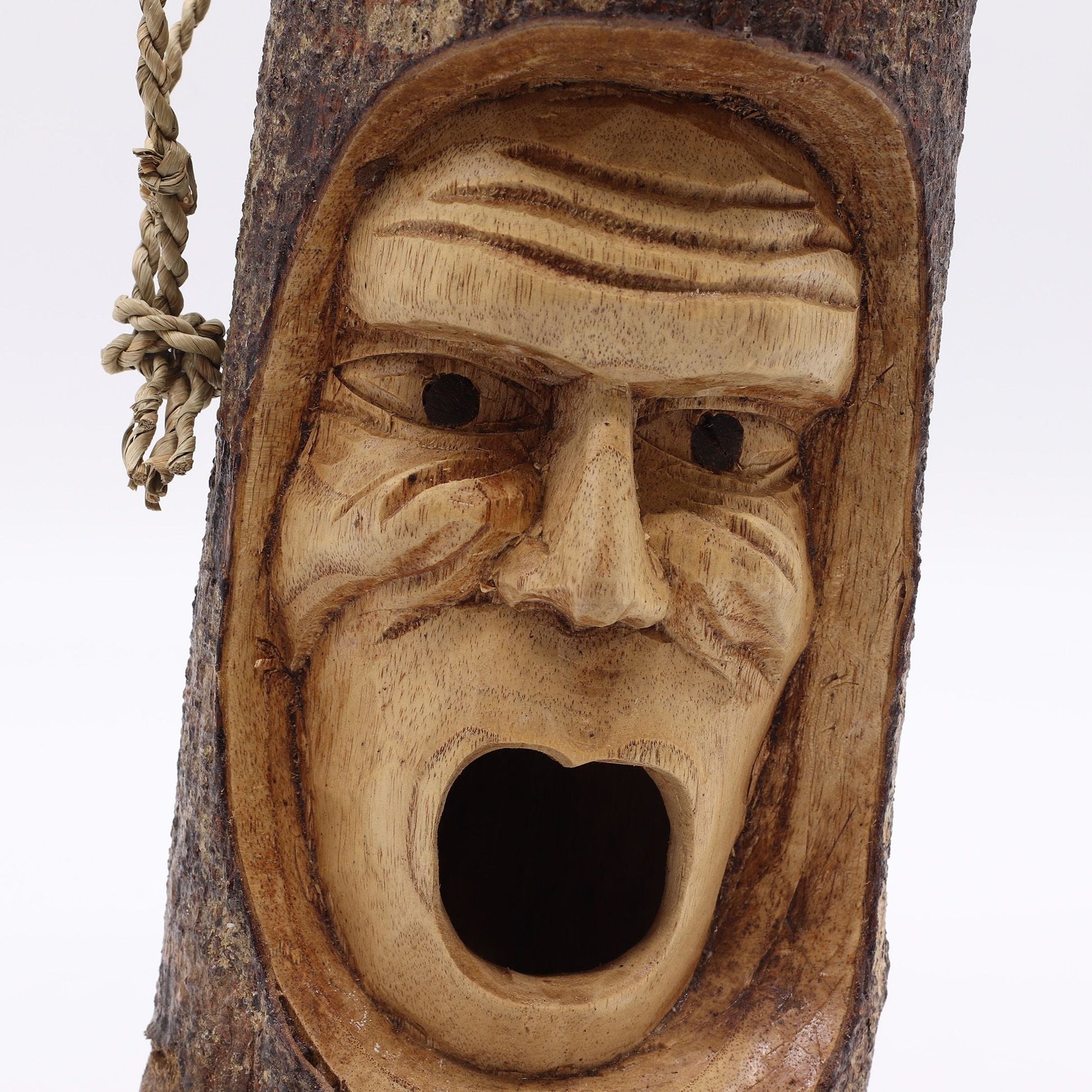 Tree Trunk Face - Bird House - Grumpy Old Man - Luna Panther