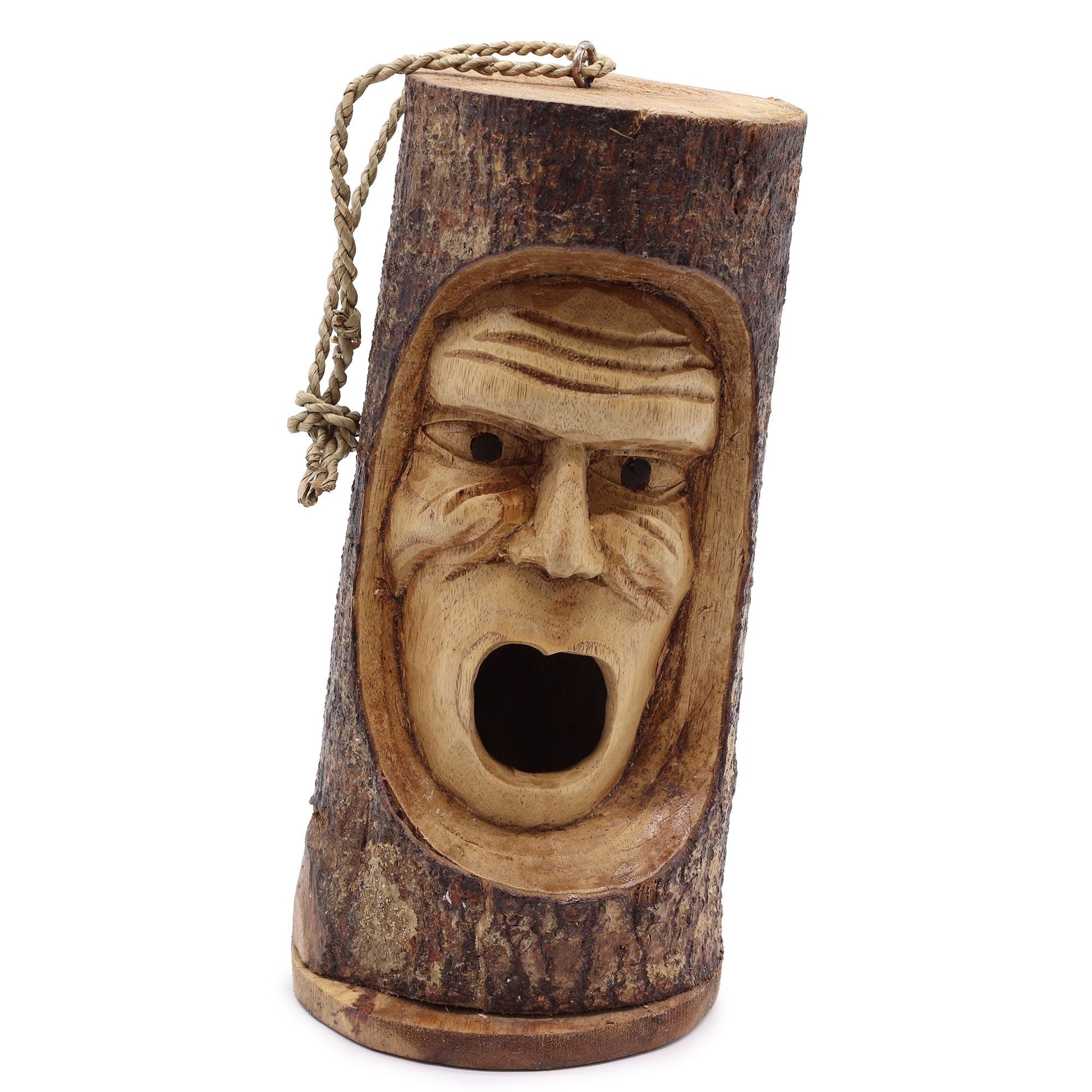 Tree Trunk Face - Bird House - Grumpy Old Man - Luna Panther