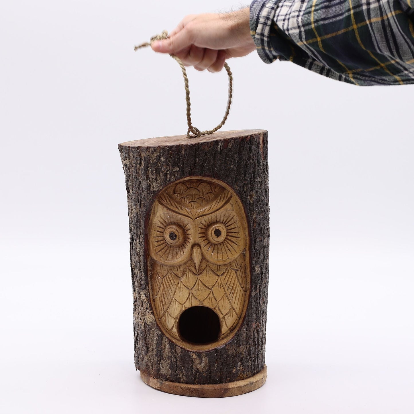 Tree Trunk Face - Bird House - Wise Owl - Luna Panther