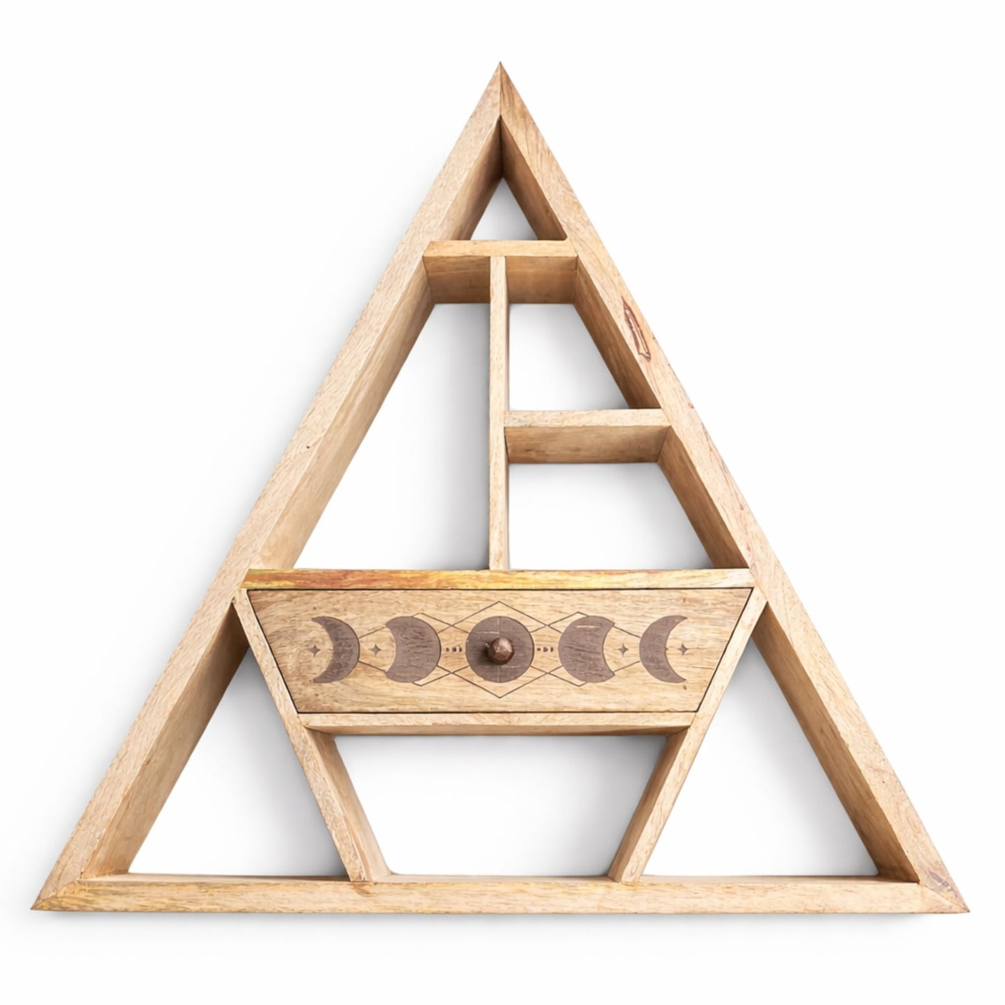 Triangle Shaped Wall Shelf with Drawer - Luna Panther