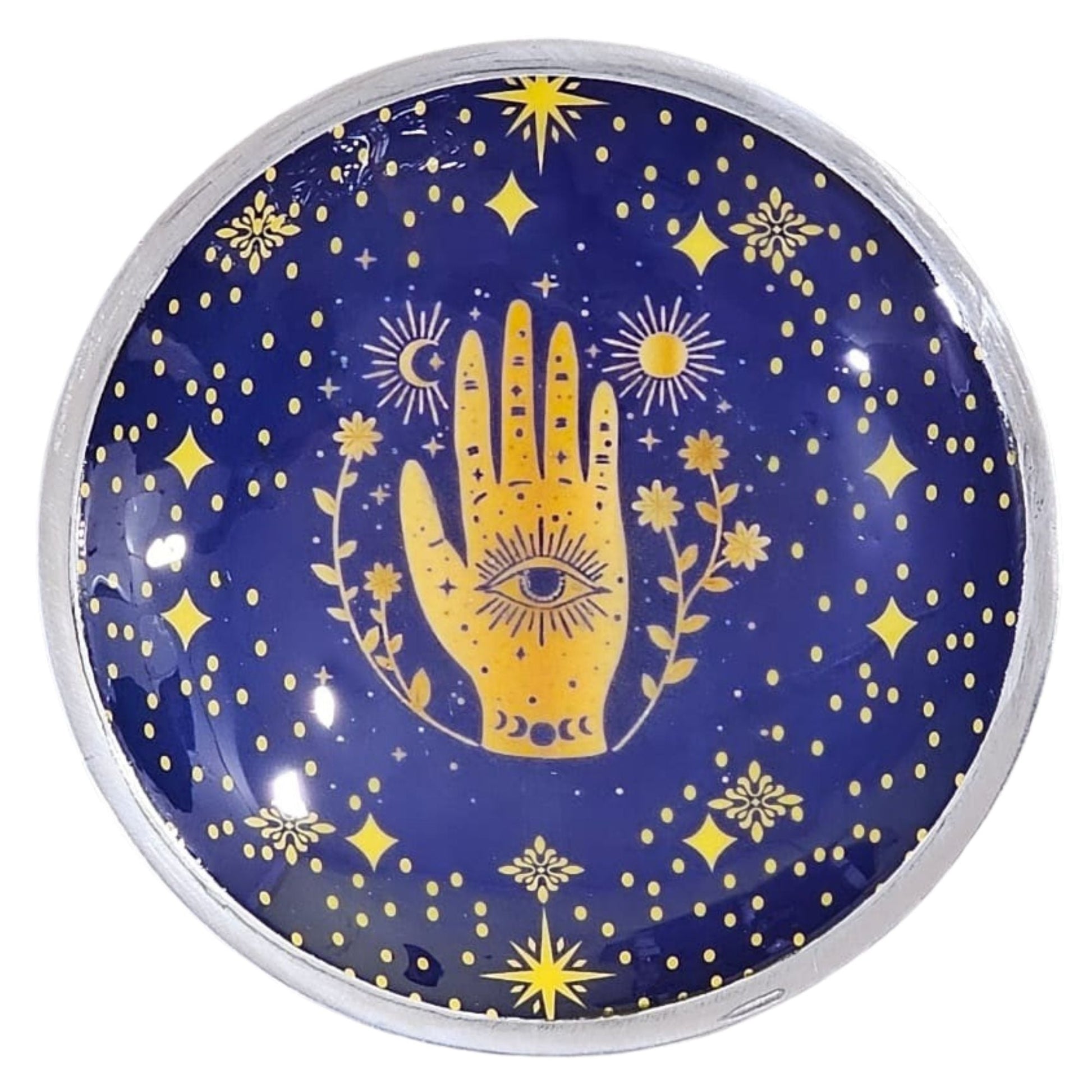 Triple Leg Enamelled Offering Plate - Hamsa Midnight Blue - Luna Panther