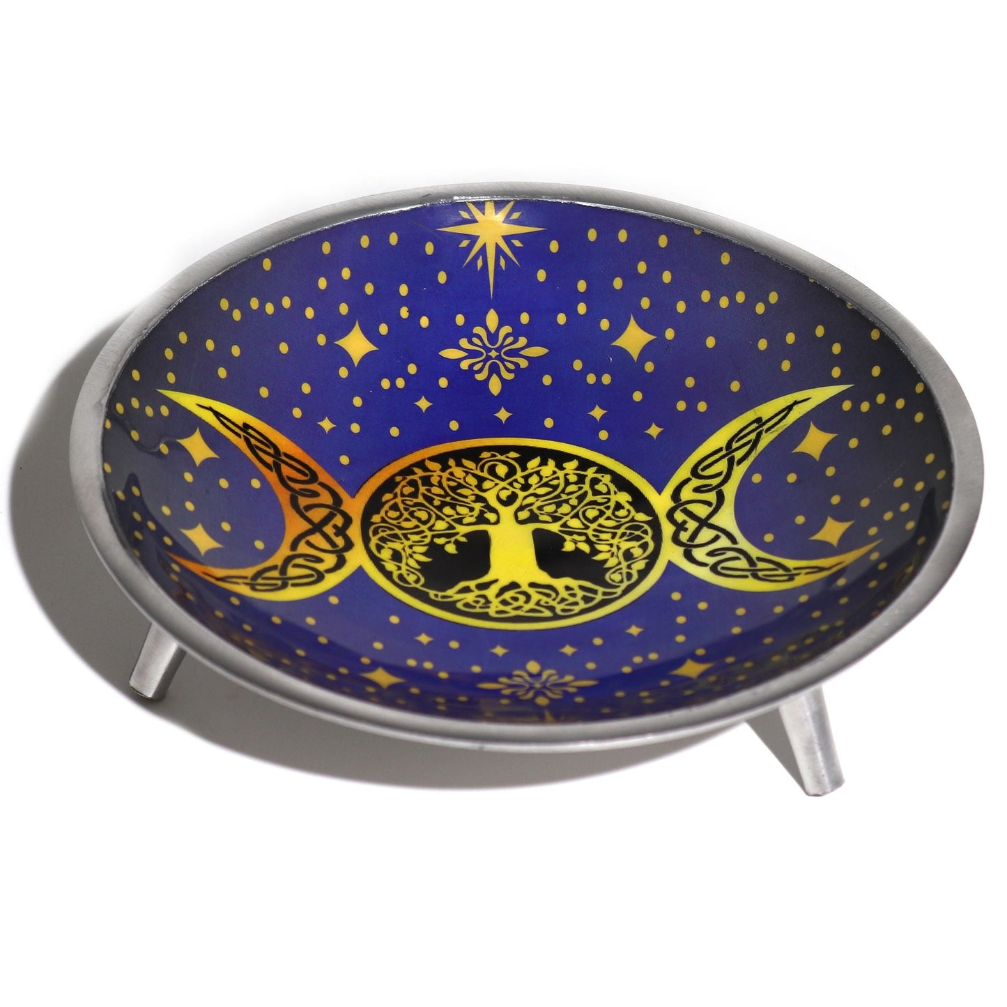 Triple Leg Enamelled Offering Plate - Purple Triple Moon - Luna Panther