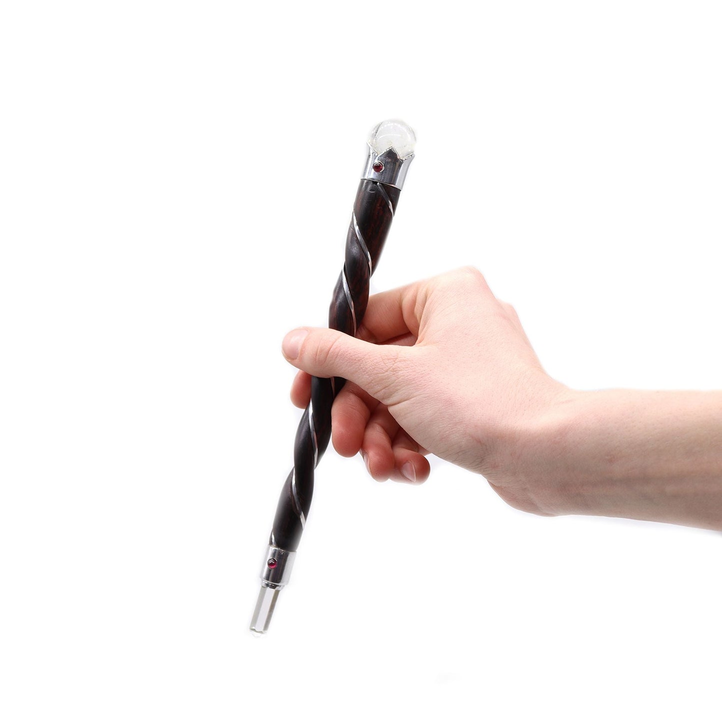 Polished Twisted Wood and Rock Quartz Wand featuring natural patterning and unique variations - Luna Panther