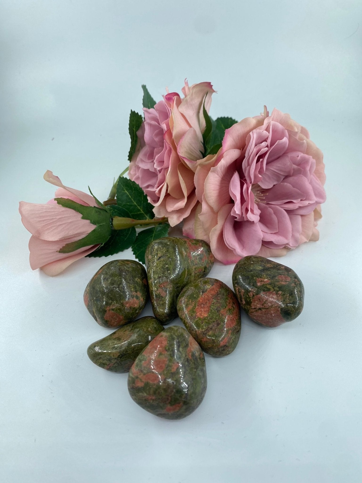 Polished Unakite - Large Tumble Stone featuring green and pink mottled pattern - Luna Panther