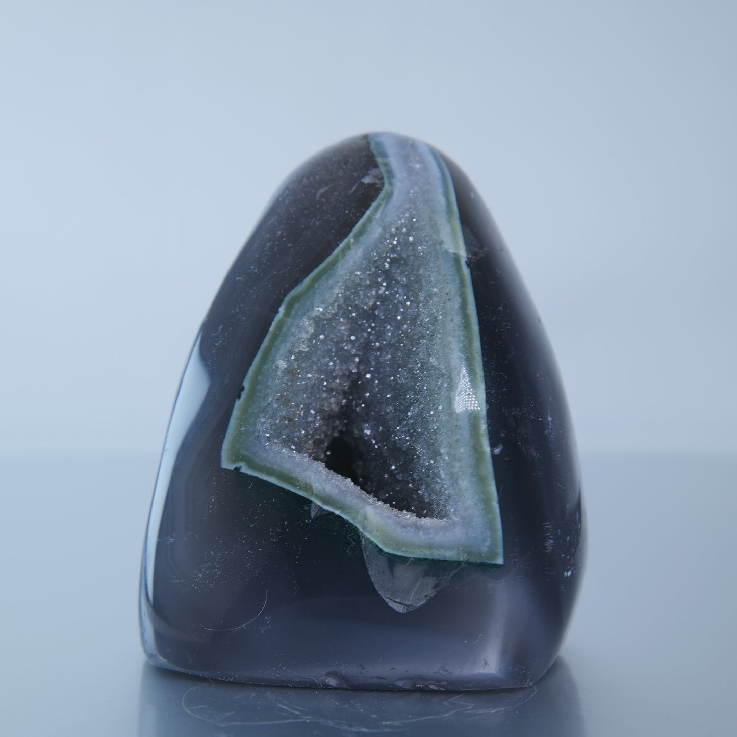 Uruguay Druzy Agate Freeform - 301g Green Rim - Luna Panther