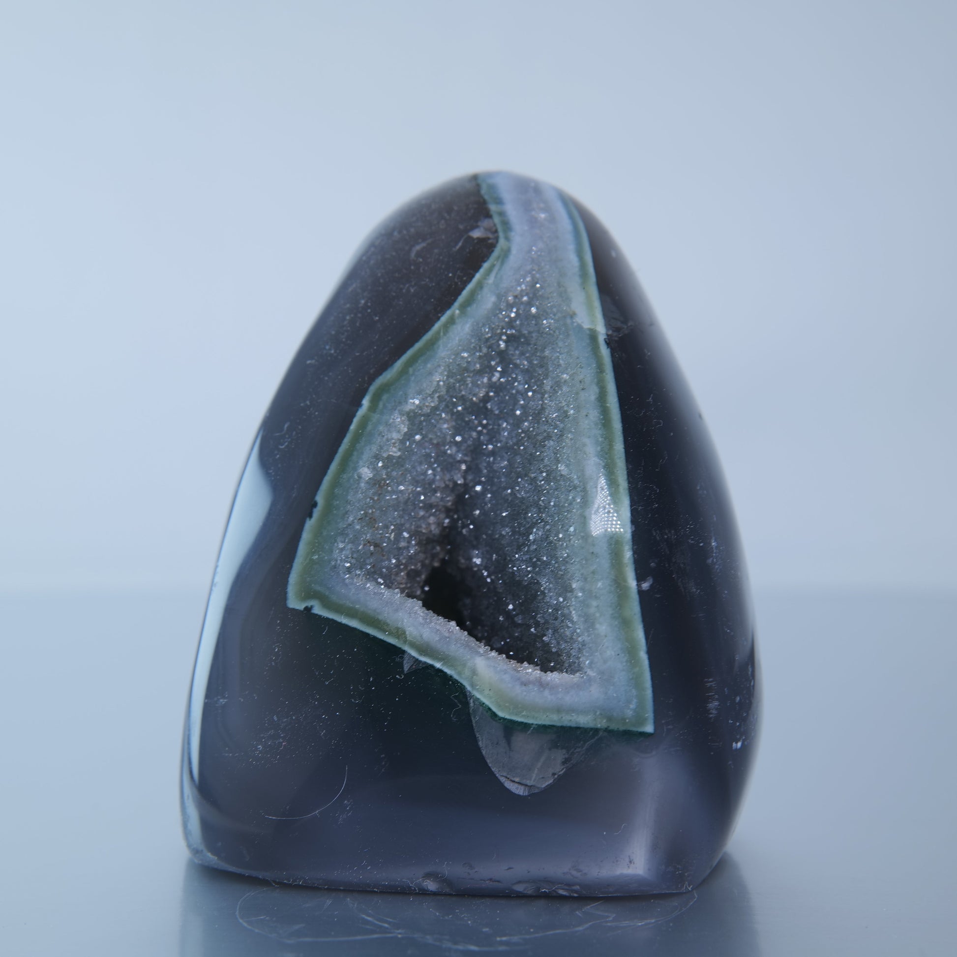 Uruguay Druzy Agate Freeform - 301g Green Rim - Luna Panther