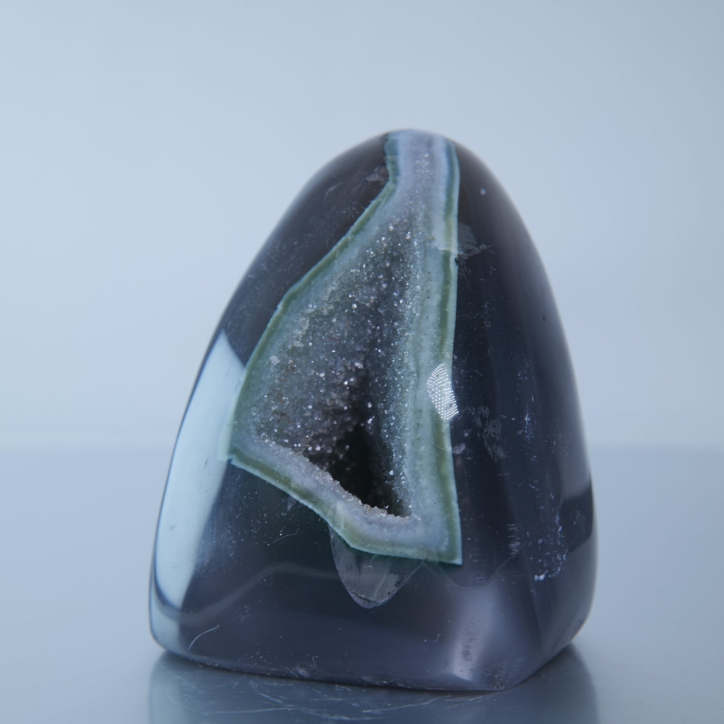 Uruguay Druzy Agate Freeform - 301g Green Rim - Luna Panther