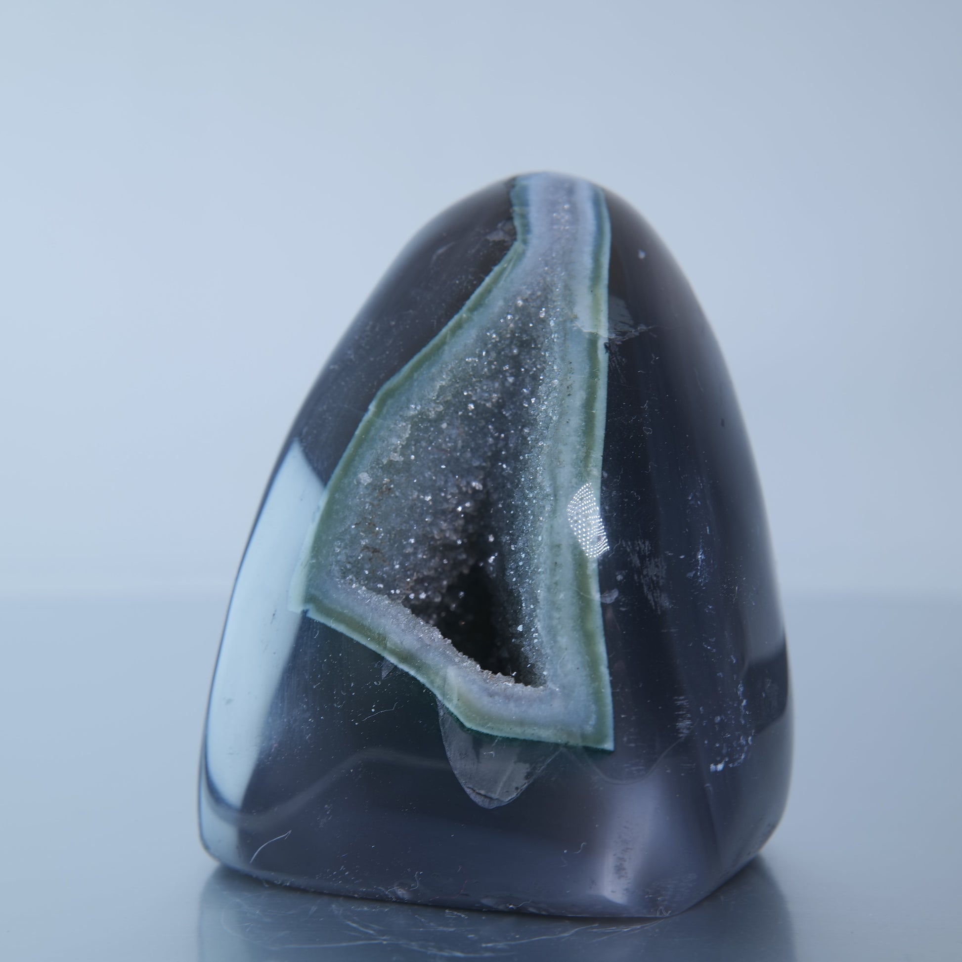 Uruguay Druzy Agate Freeform - 301g Green Rim - Luna Panther